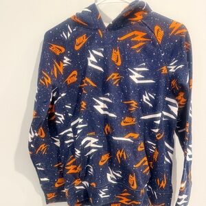 Nike youth Navy Pullover Hoodie with Orange & White Graphics